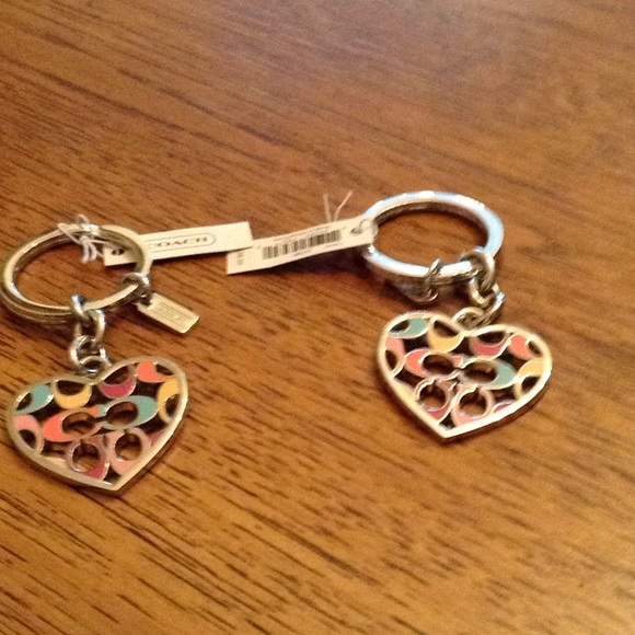 NWT three Coach multicolor heart keychains - Picture 7 of 8